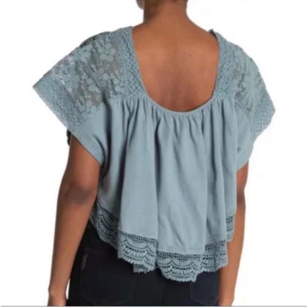 Free People Prairie Days Blue Embroidered Top Blouse - Picture 2 of 6